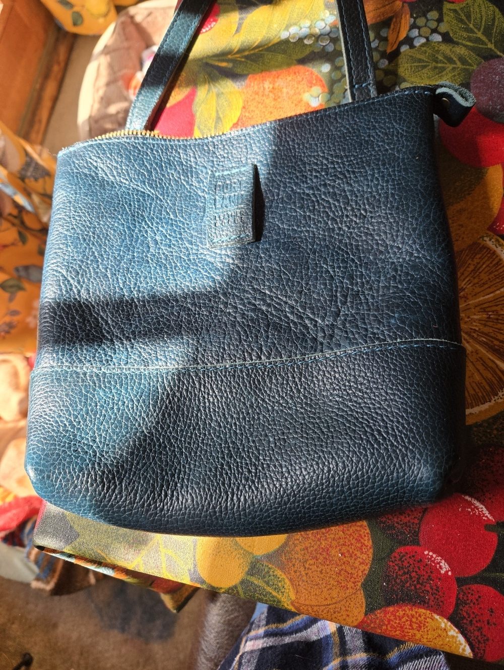 Portland Leather Goods Leather Festival Bag in "Lagoon" Pebbled Leather